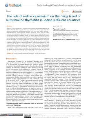 The Role of Iodine Vs Selenium on the Rising Trend of Autoimmune Thyroiditis in Iodine Sufficient Countries