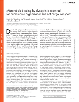 Microtubule Binding by Dynactin Is Required for Microtubule