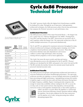 Cyrix 6X86™ Processor Technical Brief