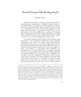 Should Human Milk Be Regulated?