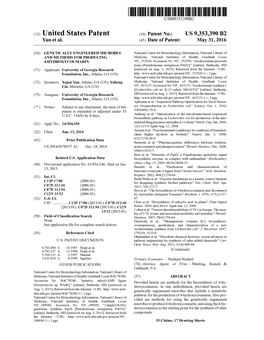 (12) United States Patent (10) Patent No.: US 9,353,390 B2 Yan Et Al