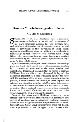Thomas Middleton's Symbolic Action 15