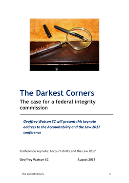 The Darkest Corners the Case for a Federal Integrity Commission