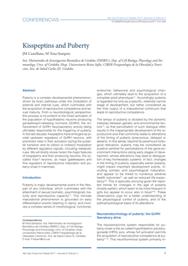 Kisspeptins and Puberty JM Castellano, M Tena-Sempere Lnst