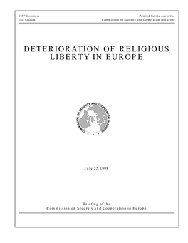Deterioration of Religious Liberty in Europe
