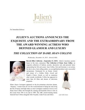 Julien's Auctions Announces the Exquisite and The
