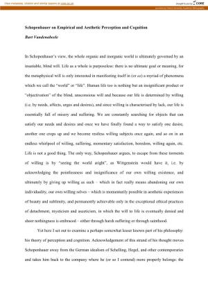 Schopenhauer on Empirical and Aesthetic Perception and Cognition