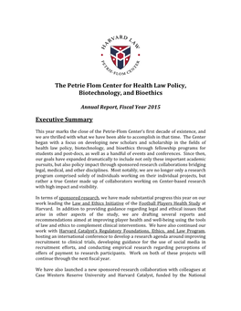 The Petrie Flom Center for Health Law Policy, Biotechnology, and Bioethics