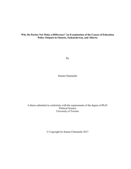 An Examination of the Causes of Education Policy Outputs in Ontario, Saskatchewan, and Alberta