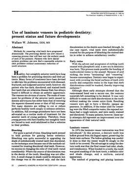 Use of Laminate Veneers in Pediatric Dentistry: Present Status and Future Developments