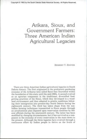 Ankara, Sioux, and Government Farmers: Three American Indian Agricultural Legacies