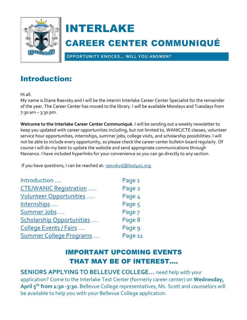 Interlake Career Center Communiqué