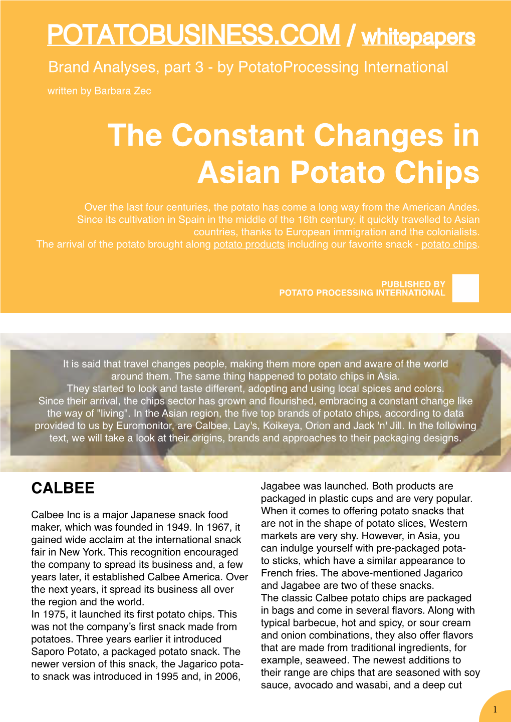 The Constant Changes in Asian Potato Chips Over the Last Four Centuries, the Potato Has Come a Long Way from the American Andes