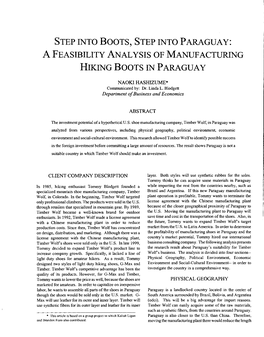 A Feasibility Analysis of Manufacturing Hiking Boots in Paraguay