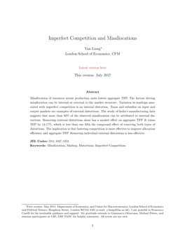 Imperfect Competition and Misallocations
