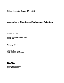 Atmospheric Disturbance Environment Definition