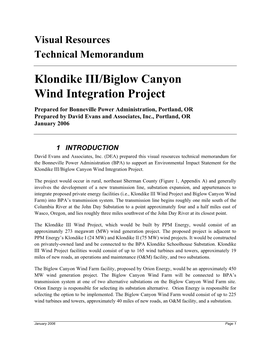 Klondike III/Biglow Canyon Wind Integration Project