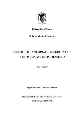 Constitutive and Somatic Genetic Events in Retinoma and Retinoblastoma