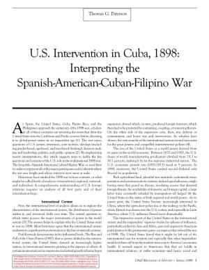 U.S. Intervention in Cuba, 1898: Interpreting the Spanish-American-Cuban-Filipino War