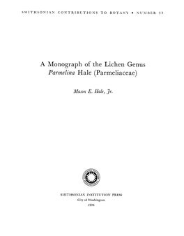 A Monograph of the Lichen Genus Parmelina Hale (Parmeliaceae)