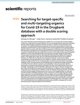 Searching for Target-Specific and Multi-Targeting Organics for Covid