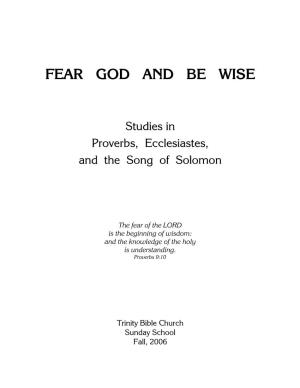 Fear God and Be Wise