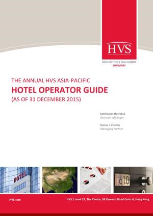 HVS Asia-Pacific Hotel Operator Guide Excerpt 2016