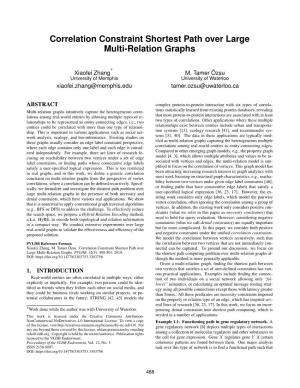 Correlation Constraint Shortest Path Over Large Multi-Relation Graphs