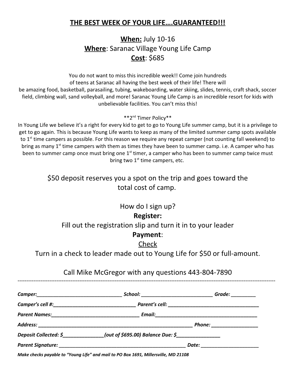 Saranac Registration Flyer