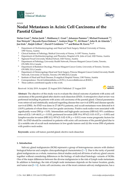 Nodal Metastases in Acinic Cell Carcinoma of the Parotid Gland