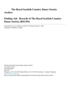 Records of the Royal Scottish Country Dance Society (RSCDS)