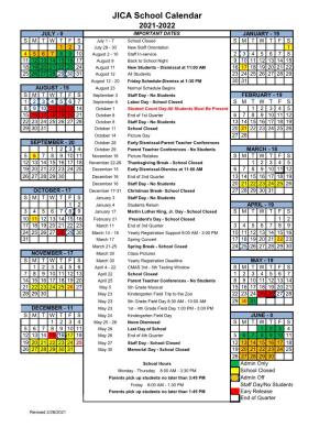 JICA School Calendar