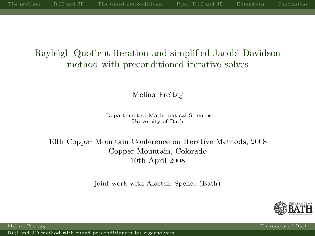 Rayleigh Quotient Iteration and Simplified Jacobi-Davidson Method