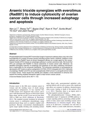 To Induce Cytotoxicity of Ovarian Cancer Cells Through Increased Autophagy and Apoptosis
