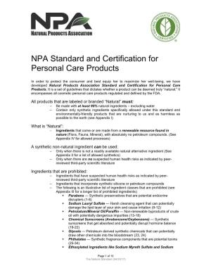 Natural Standard for Personal Care