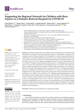 Supporting the Regional Network for Children with Burn Injuries in a Pediatric Referral Hospital for COVID-19