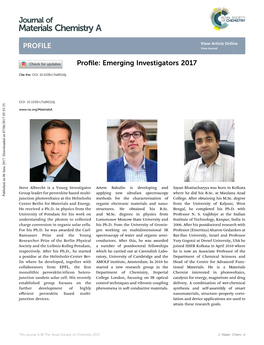 Emerging Investigators 2017