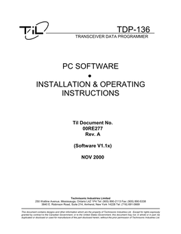 Til Transceiver Data Programmer for the TDFM-136 (TDP-136)