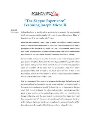 “The Zappos Experience” Featuring Joseph Michelli