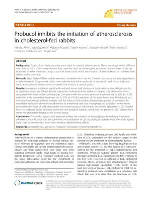 Probucol Inhibits the Initiation of Atherosclerosis in Cholesterol-Fed