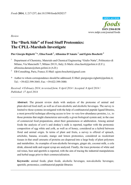 The “Dark Side” of Food Stuff Proteomics: the CPLL-Marshals Investigate