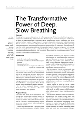 The Transformative Power of Deep, Slow Breathing Journal of Chinese Medicine • Number 116 • February 2018