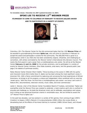 2008 Wexner Prize (December Update)