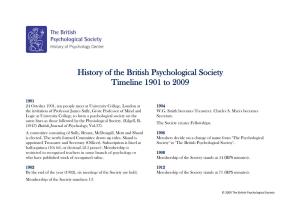 History of the British Psychological Society Timeline 1901 to 2009
