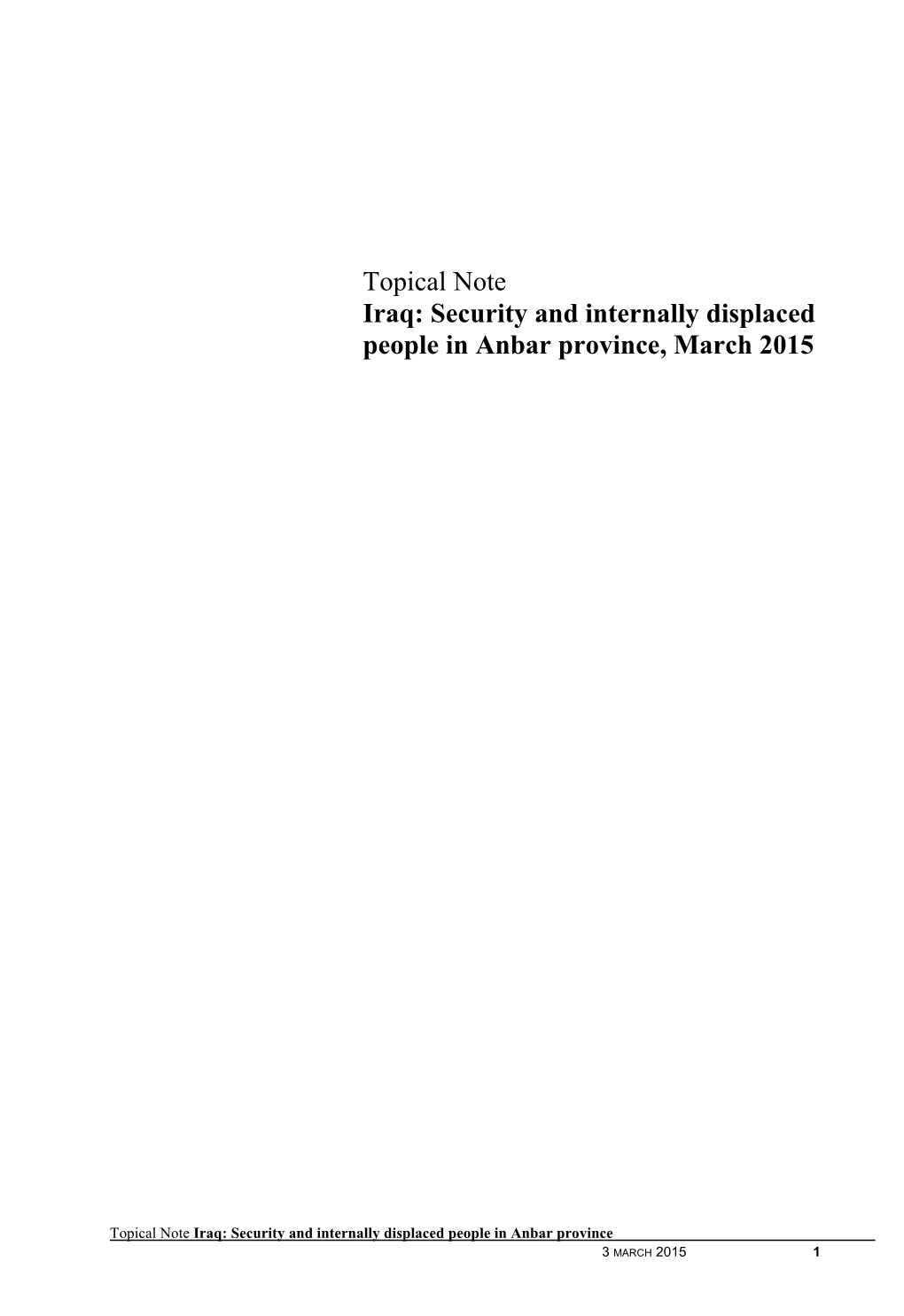 Security and Internally Displaced People in Anbar Province, March 2015