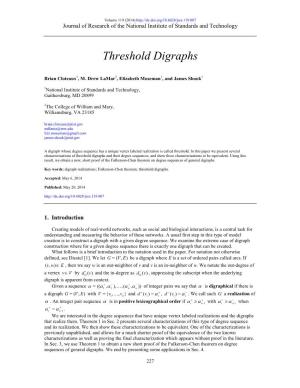 Threshold Digraphs