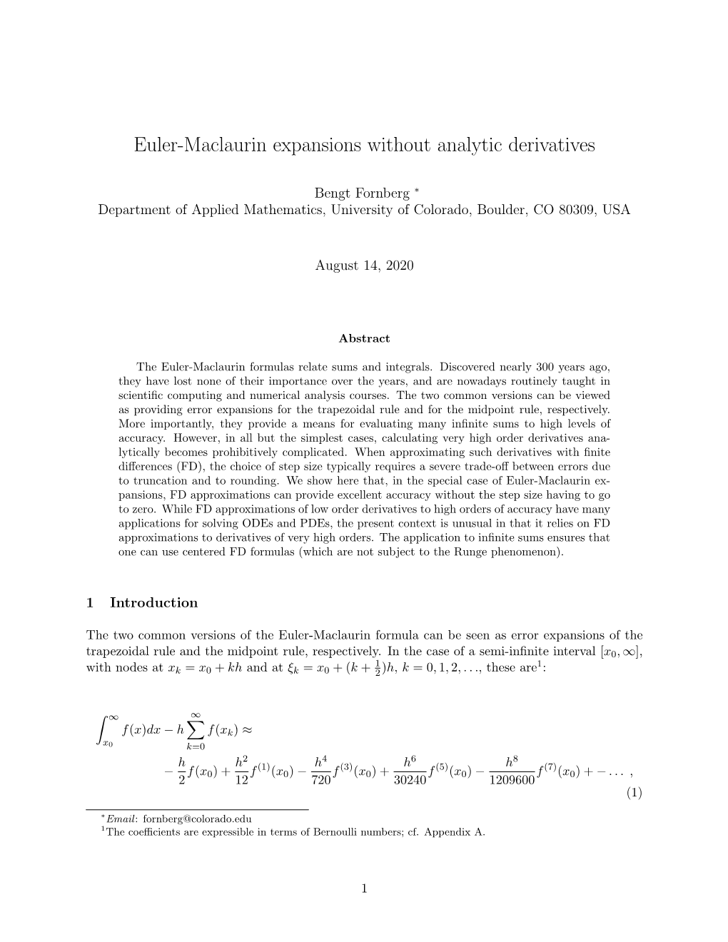 Euler-Maclaurin Expansions Without Analytic Derivatives