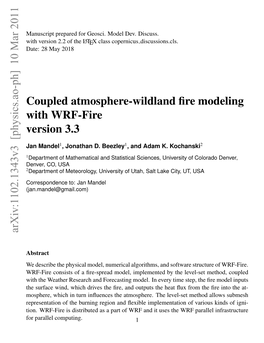 Coupled Atmosphere-Wildland Model WRF-Fire