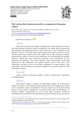The Latvian Direct Democracy Tools in a Comparative European Context