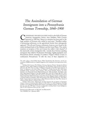 The Assimilation of German Immigrants Into a Pennsylvania German Township, 1840–1900